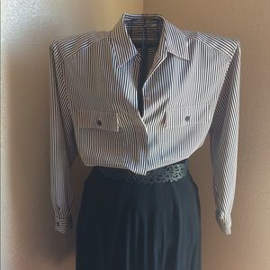 Cream and black stripped blouse