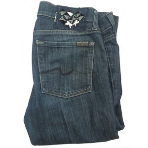 7 FOR ALL MANKIND DARK DENIM RHINESTONE JEANS