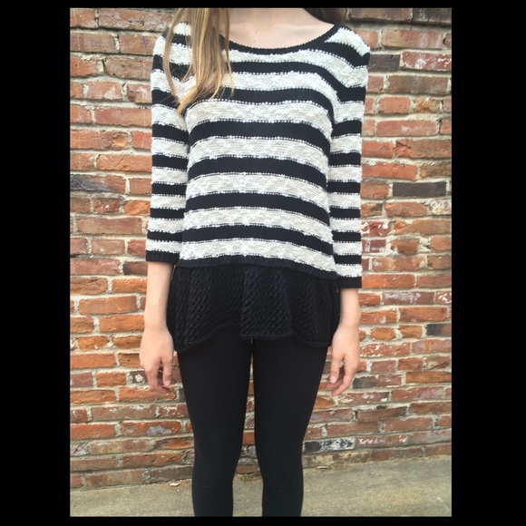 Anthropologie- b&w striped knit sweater NWOT