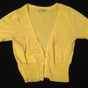 small bright yellow cardigan sweater for women