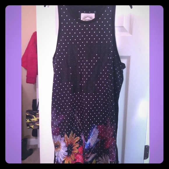Long Black Polka Dot Flower Shirt