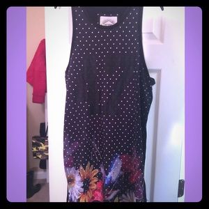 Long Black Polka Dot Flower Shirt