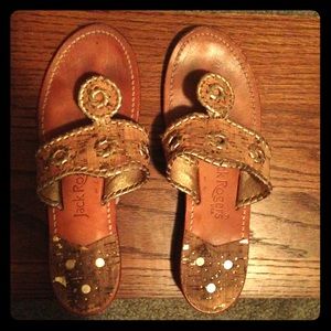 Jack Rogers gold Navajo cork sandals- size 7