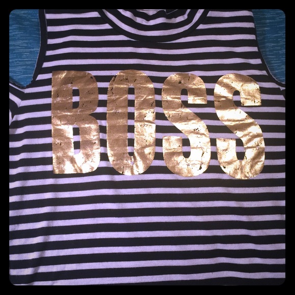 Black & White Striped Boss Tee