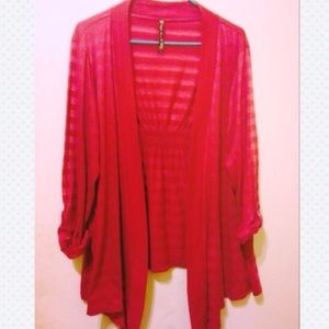 Pink Sheer Stripe Shrug