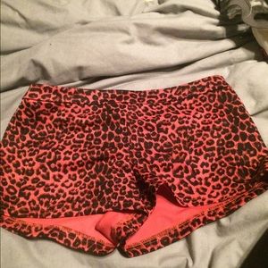 Coral cheetah print shorts