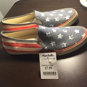 American eagle, American flag slip ons