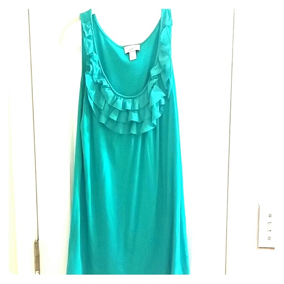 Loft ruffled tank, aqua, sz M