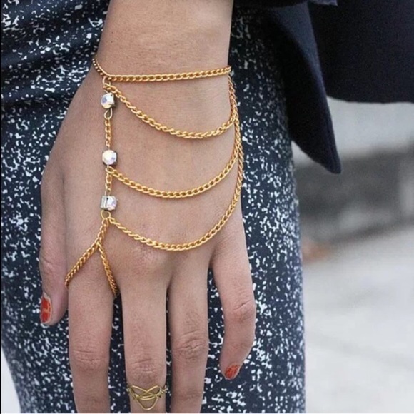 Charm Crystal Bead Chain Tassels Bracelet Slave