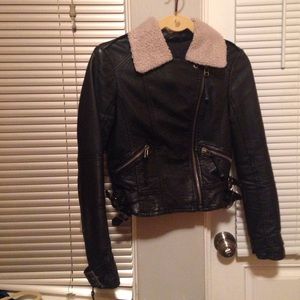 Top shop petite. Sherpa lined leather jacket.