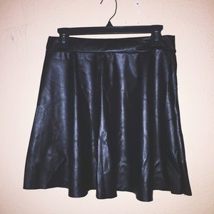 Black pleather skater skirt