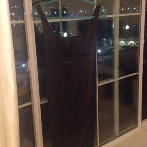 Brown satin knee length dress