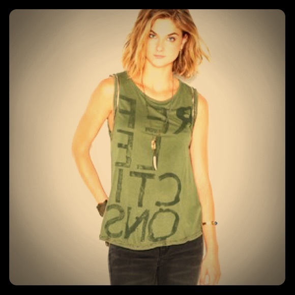 🚫SOLD Free People army green beaded rock tank