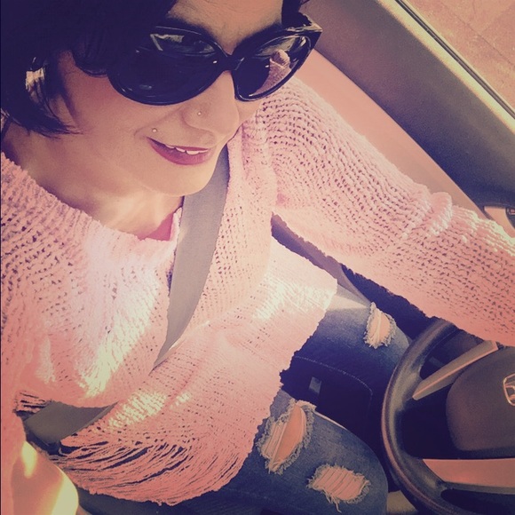 Pink shredded sweater