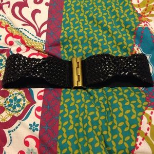 Black Elastic and Gold Hardware Belt