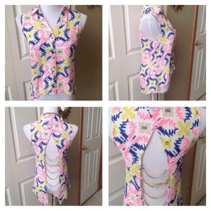 White/Pink/Royal Top