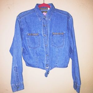 Cropped jean button up