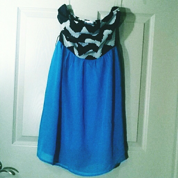 Turquoise Chevron Mini Dress