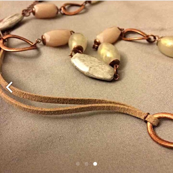 Peach &I stone leather necklace