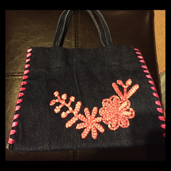 Denim and pink super cute Bebe purse