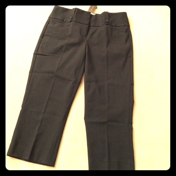 Black Pinstriped Cropped Pants