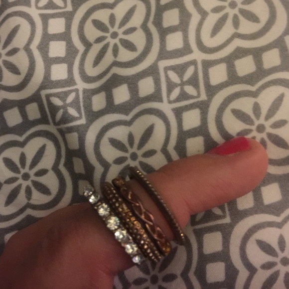 Sz8 copper tone & cz stacking ring set 4 pcs - Picture 1 of 1