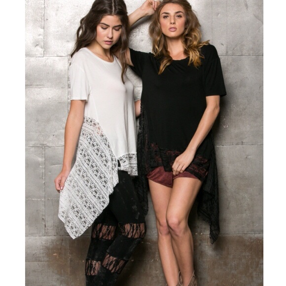 "Hotel California" Lace Hem Tee - Picture 2 of 4