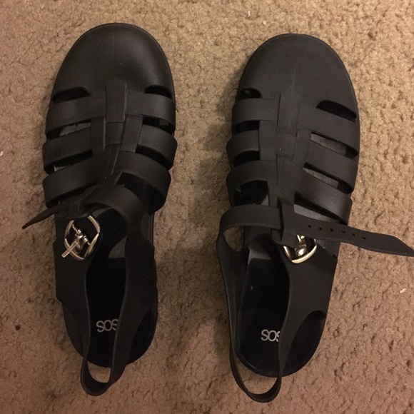 ASOS Matte Black Jelly Gladiator Sandals