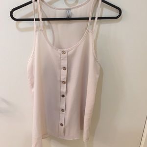 Off white double spaghetti strap silky blouse