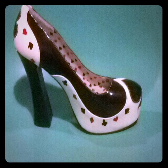 Six inch poker themed high heels size 10