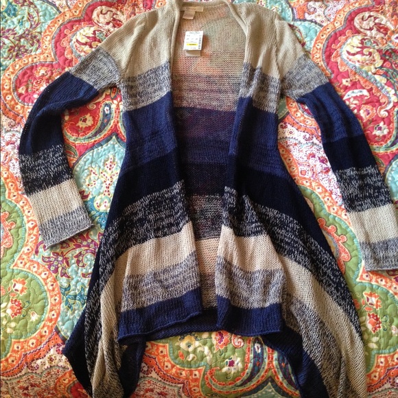 Unique Sweaters - Striped blue cardigan
