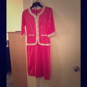 Pink and white office dress