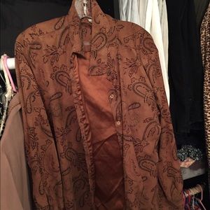 brown paisley button up