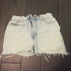 High waisted distressed shorts