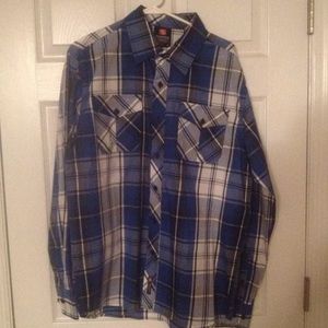 South Pole men's large plaid button up blue