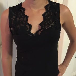 H&M Black Tank Top with Lace NWT