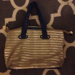 Deux Lux navy and gold tote