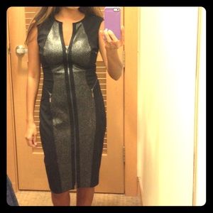 Cache black zippered snakeskin dress