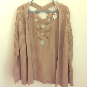 Tan crisscross back sweater