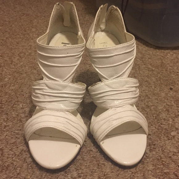 White leather heels