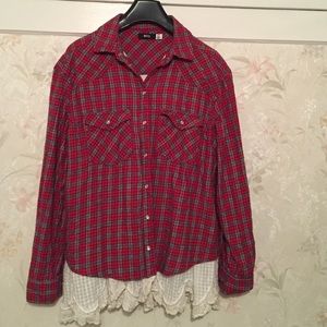 BDG red tartan Coat
