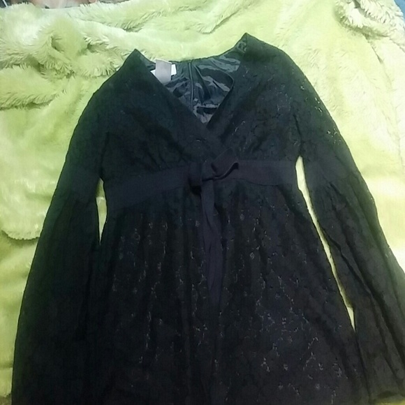 Black Empire waist top with bell sleeves