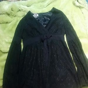 Black Empire waist top with bell sleeves