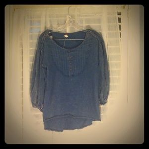 HALF OFF Blue Free People Peasant Blouse