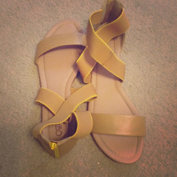 Nude and Yellow Sandals - Picture 1 of 2