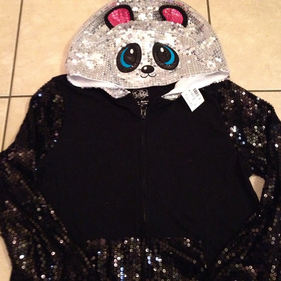 NWT Justice panda hoodie. Girls sz12