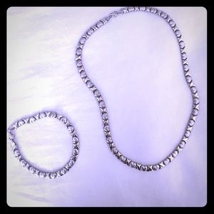 XO 10k white gold necklace & bracelet