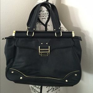Olivia + Joy Black Pebbled Faux Leather Handbag