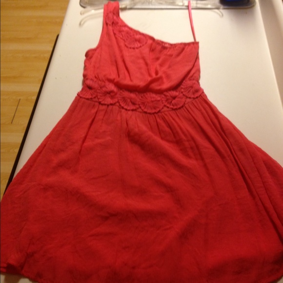 One shoulder tangerine dress