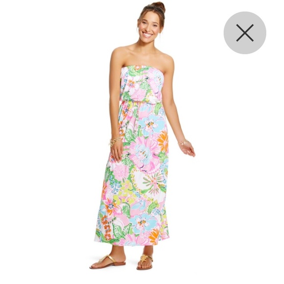 Lilly pulitzer strapless maxi dress